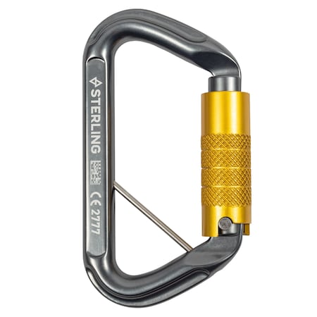 Sterling Carabiner, Autolock, 4.3 in. Length, Aluminium, Silver/Gold 99748